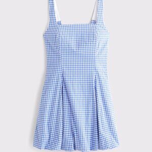 Abercrombie & Fitch A&F Mila Bubble Hem Mini Dress (XL Tall) in Blue Gingham